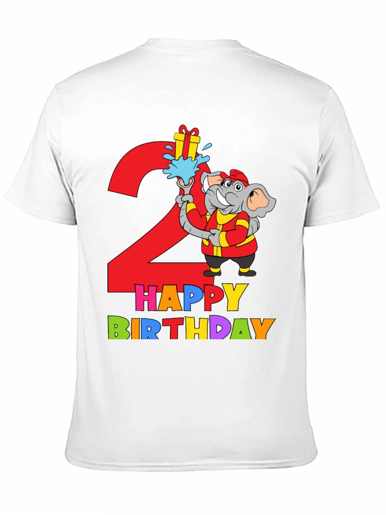 Kids 2nd Birthday Elephant Fireman T-Shirt