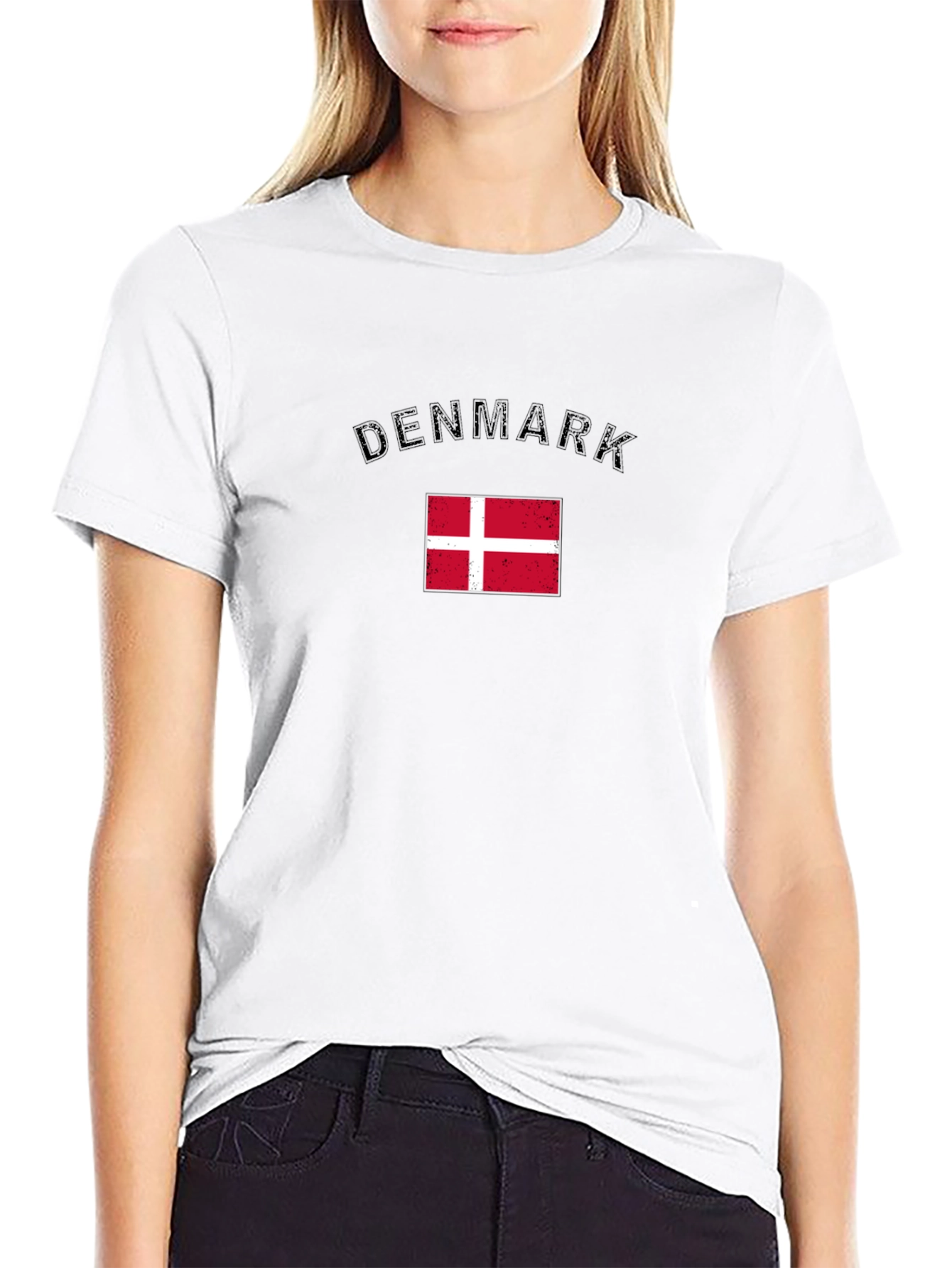Denmark Flag T-Shirt - Black Crew Neck Tee