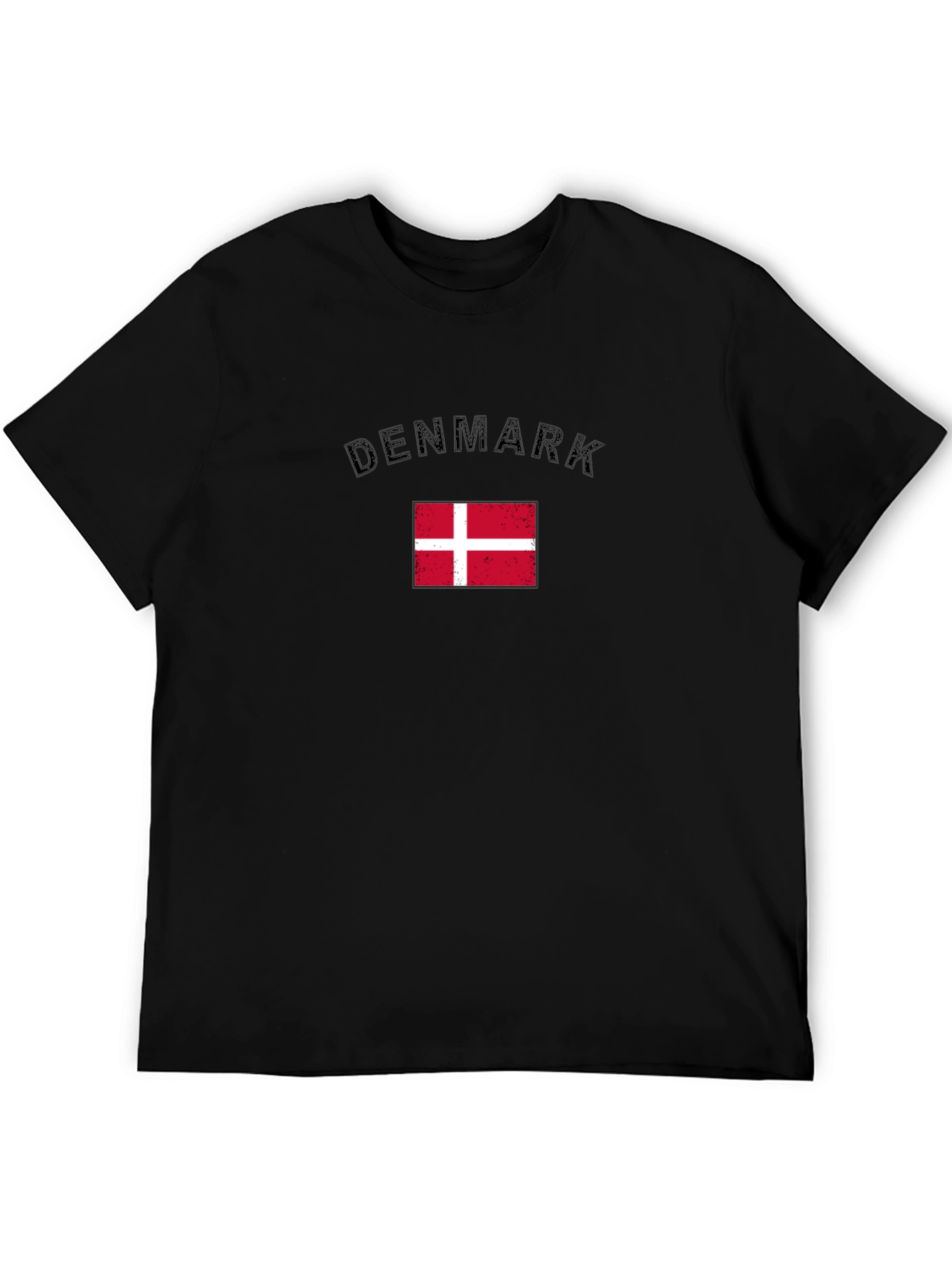 Denmark Flag T-Shirt - Black Crew Neck Tee