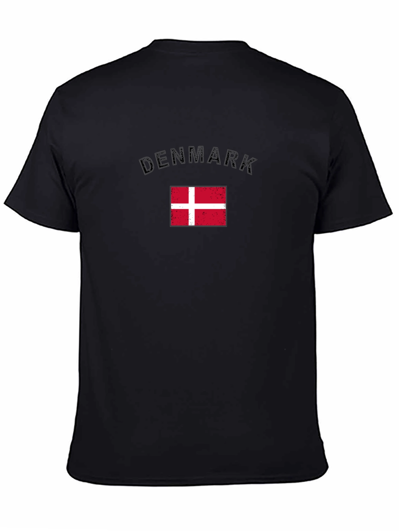Denmark Flag T-Shirt - Black Crew Neck Tee