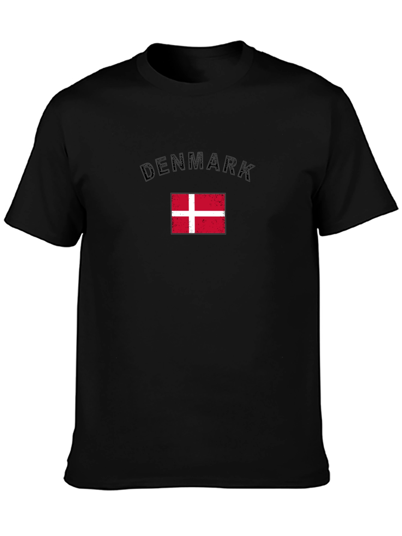 Denmark Flag T-Shirt - Black Crew Neck Tee