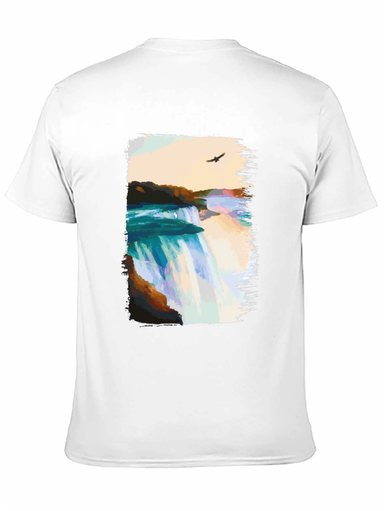 Waterfall Graphic Print Black T-Shirt