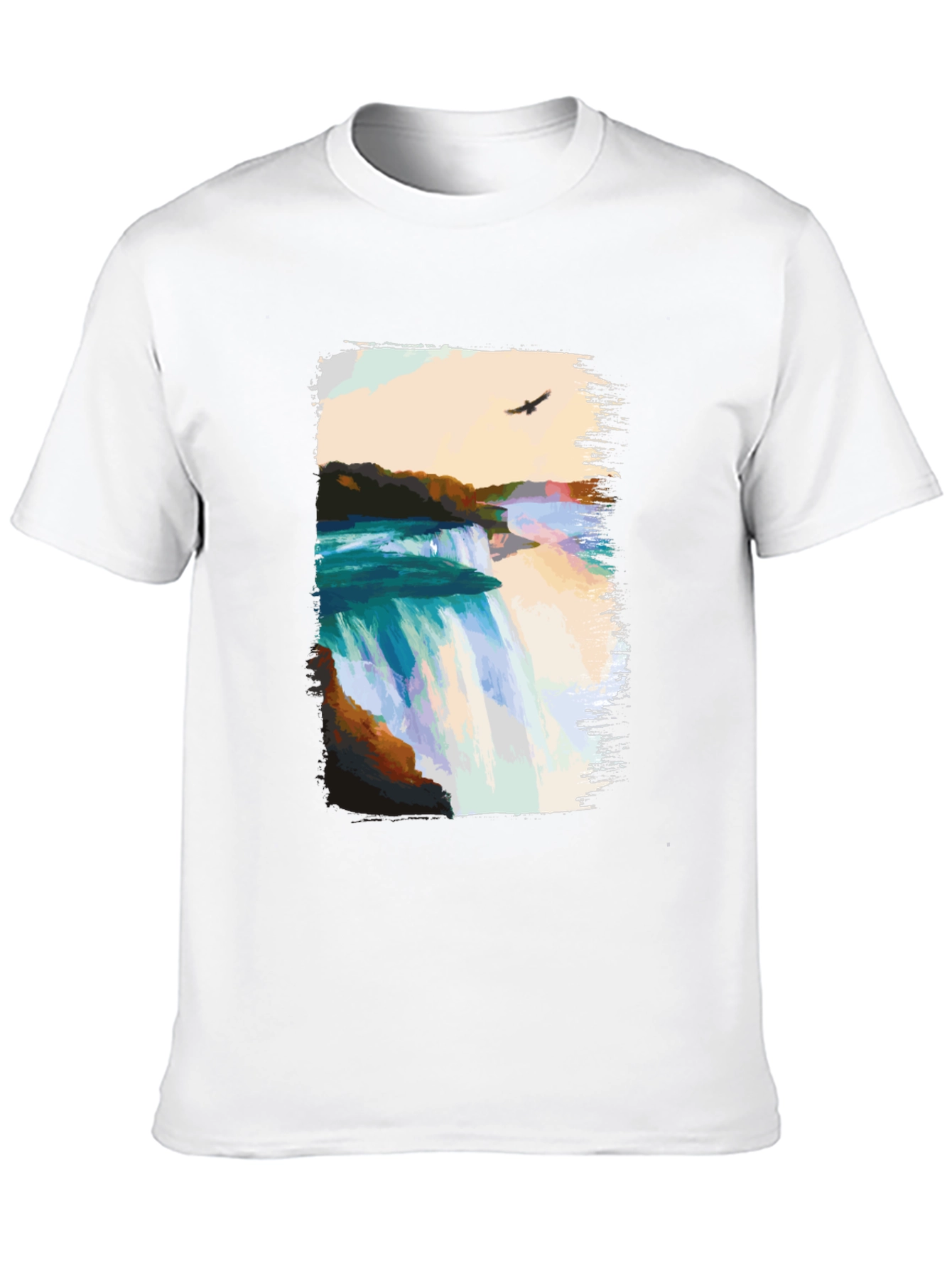 Waterfall Graphic Print Black T-Shirt