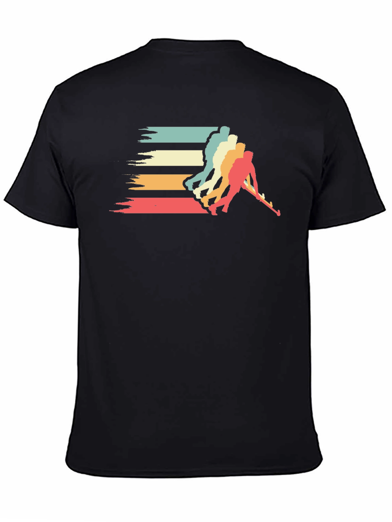 Retro Hockey Player Graphic T-Shirt - Black