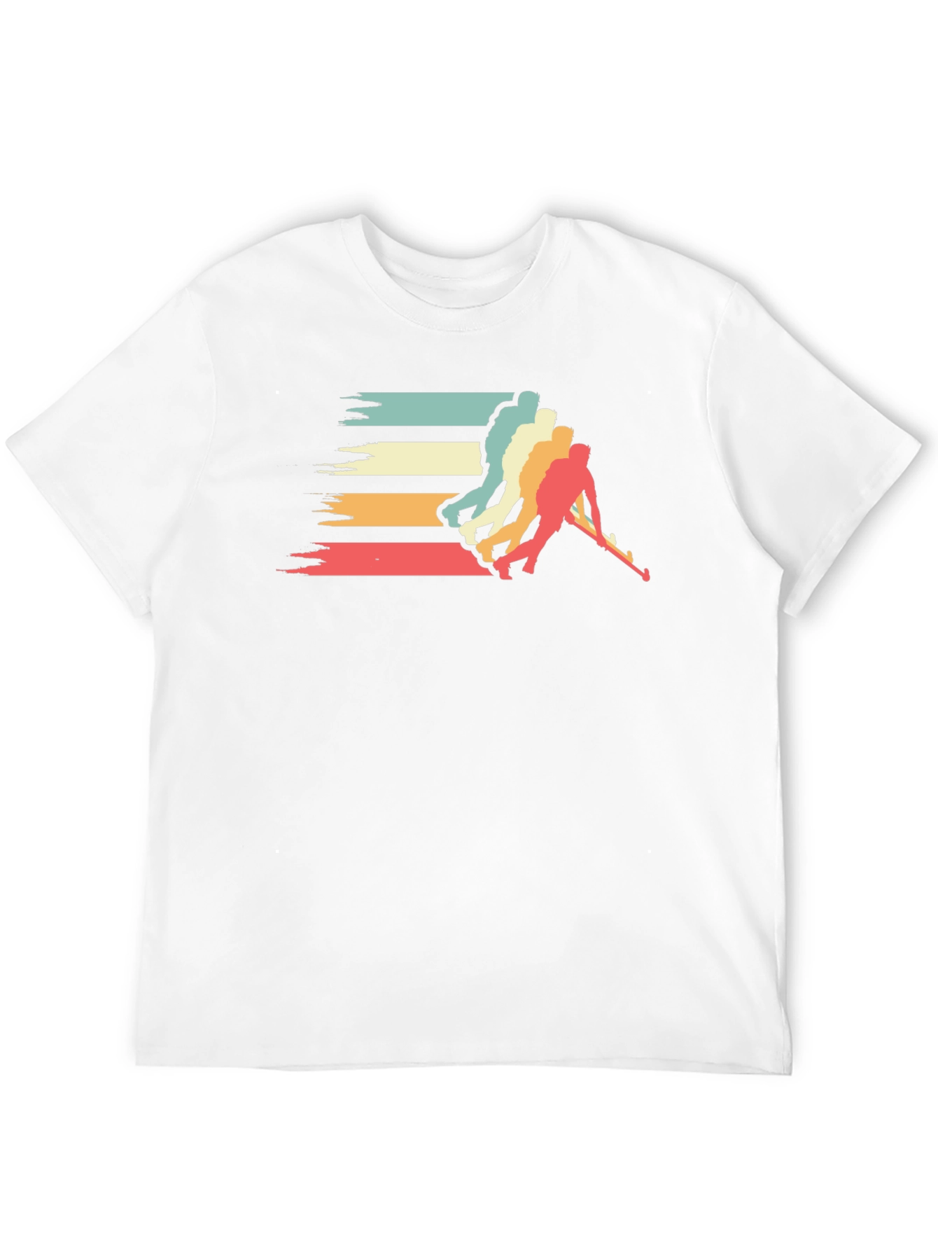 Retro Hockey Player Graphic T-Shirt - Black
