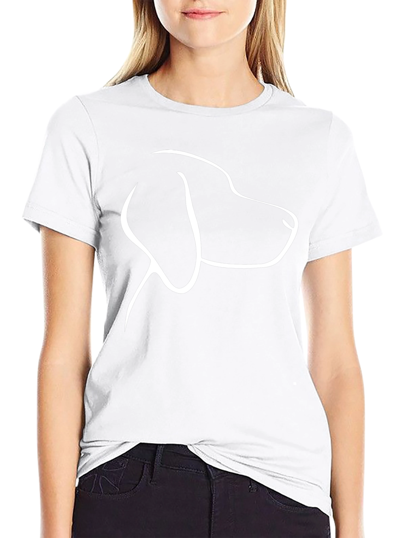 Dog Outline Graphic Tee - Black Casual T-Shirt