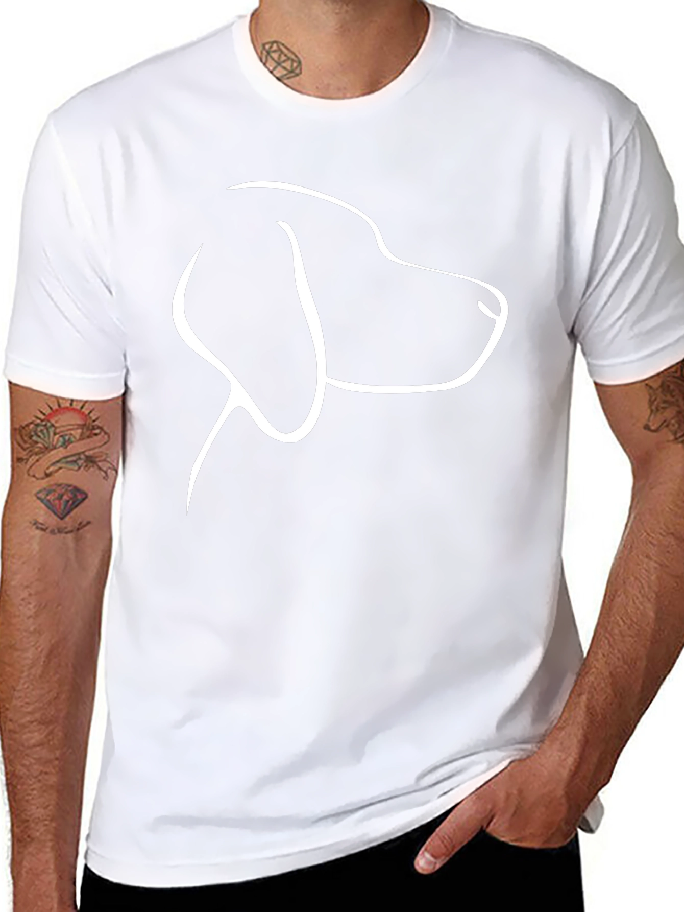 Dog Outline Graphic Tee - Black Casual T-Shirt