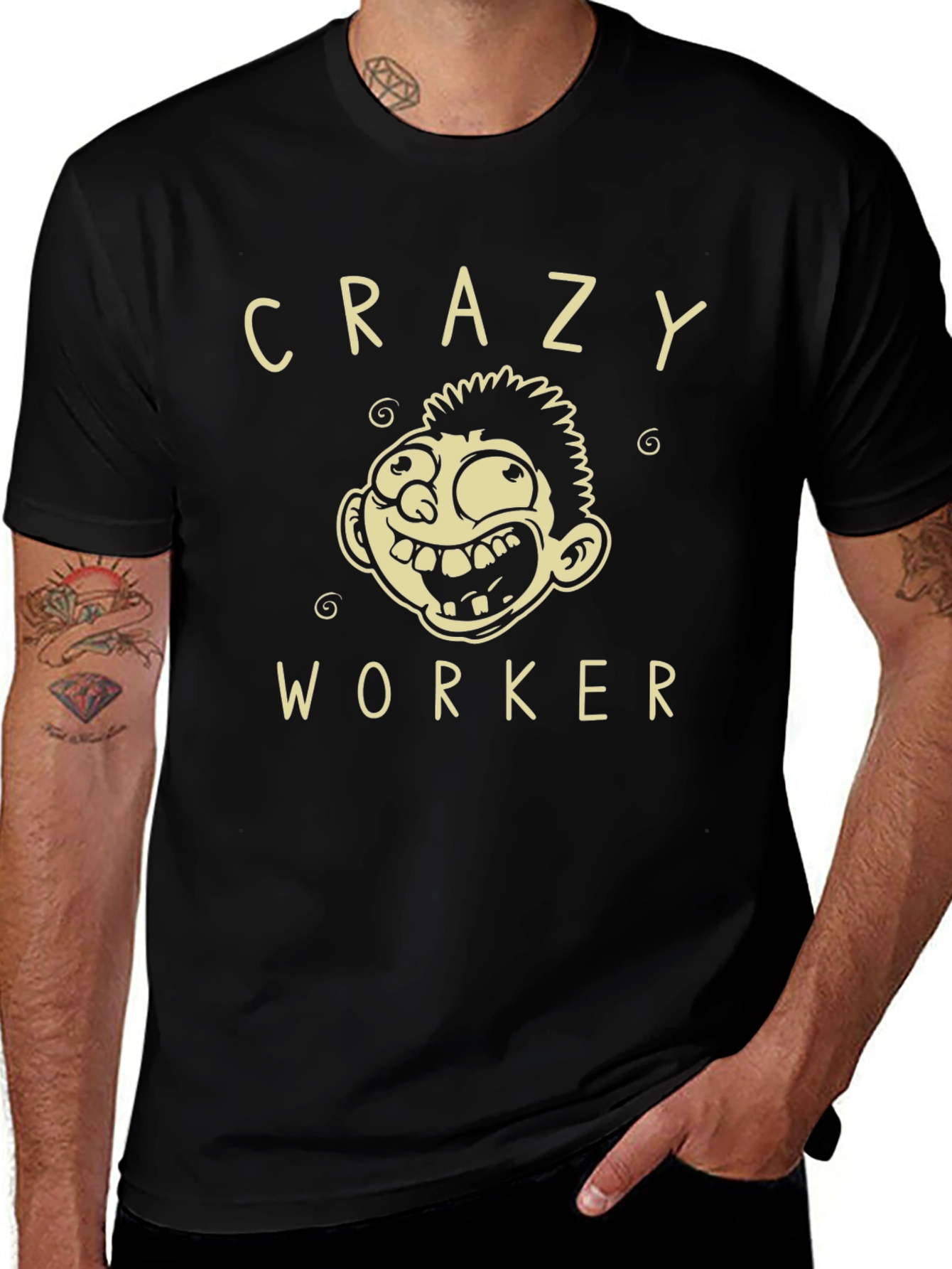 Crazy Worker Graphic Tee - Black