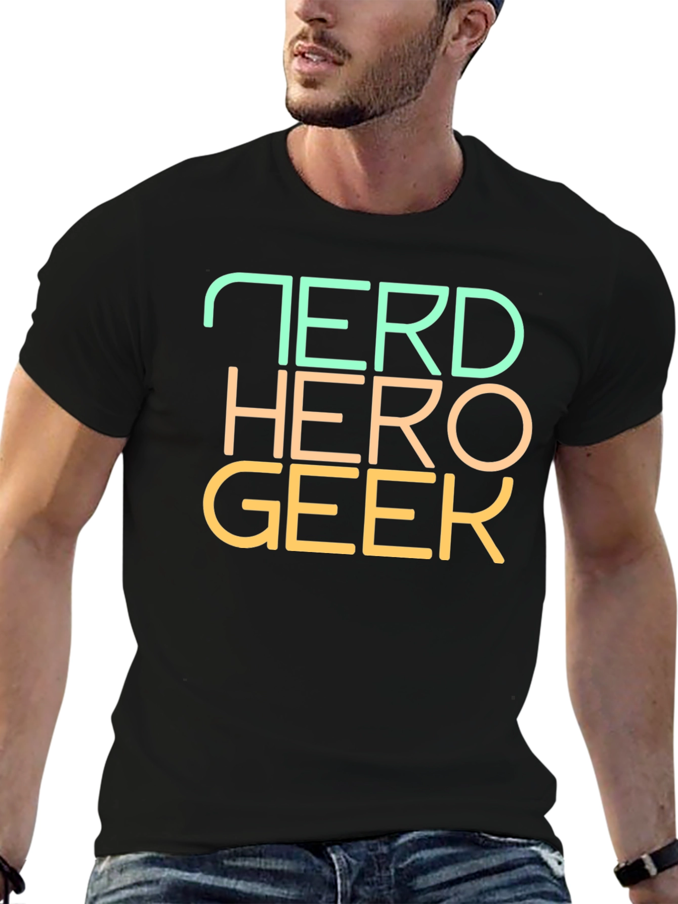 Nerd Hero Geek Graphic Tee - Black Cotton T-Shirt