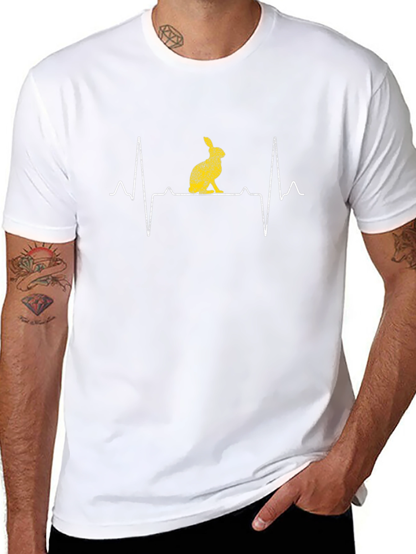 Rabbit Heartbeat Graphic Tee - Black Cotton