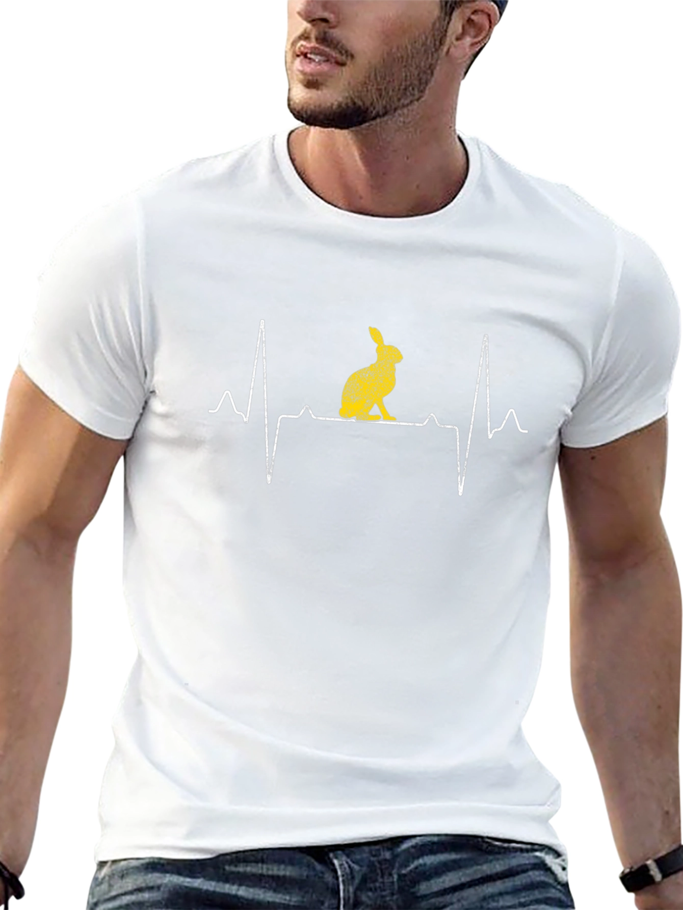 Rabbit Heartbeat Graphic Tee - Black Cotton
