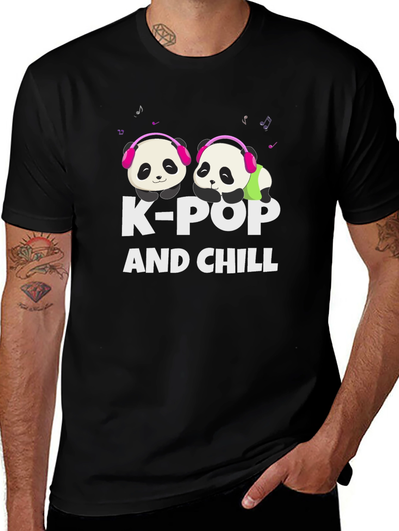 K-Pop and Chill Panda Graphic T-Shirt