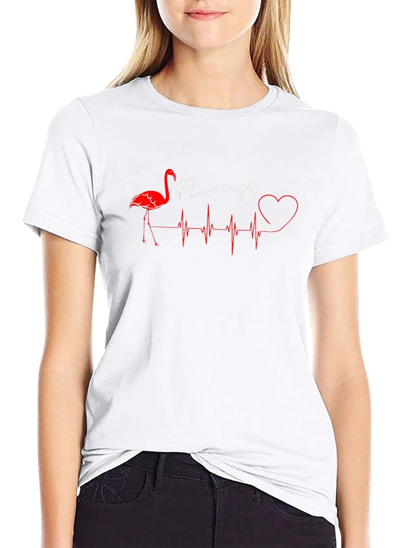 Flamingo Heartbeat Graphic Tee - Stylish Unisex T-Shirt
