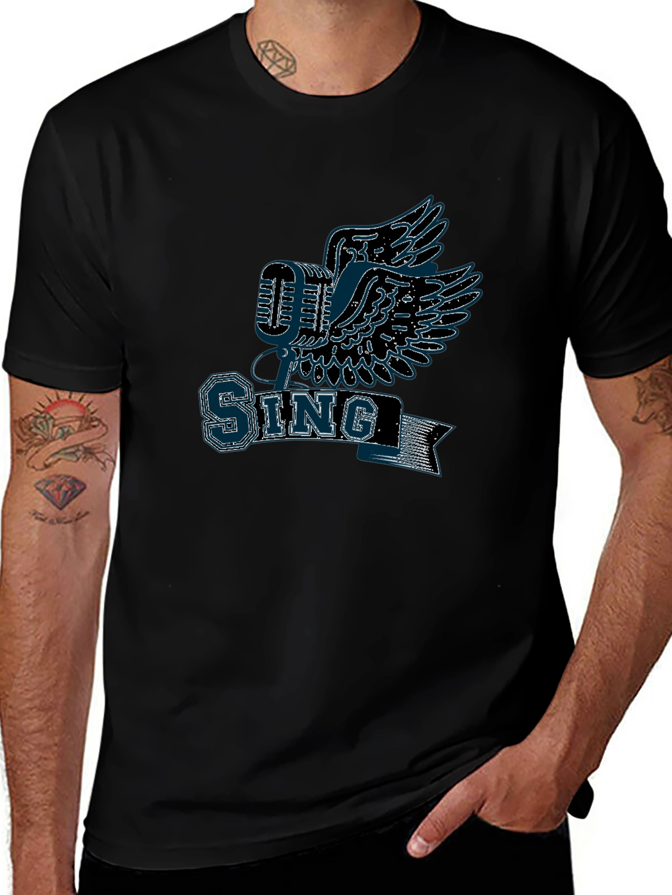 Sing Graphic T-Shirt - Flying Microphone Design