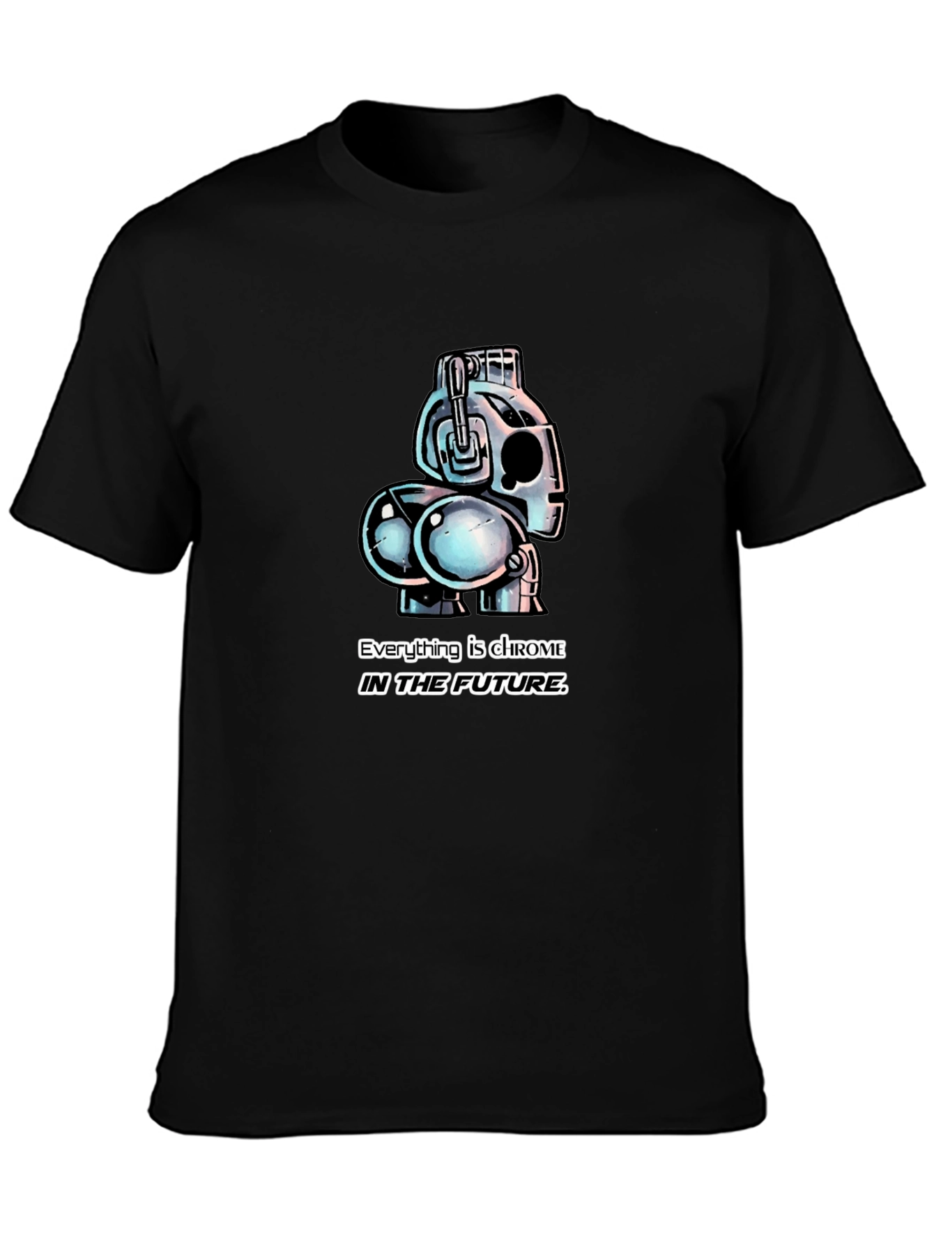 Chrome Future Robot Graphic T-Shirt