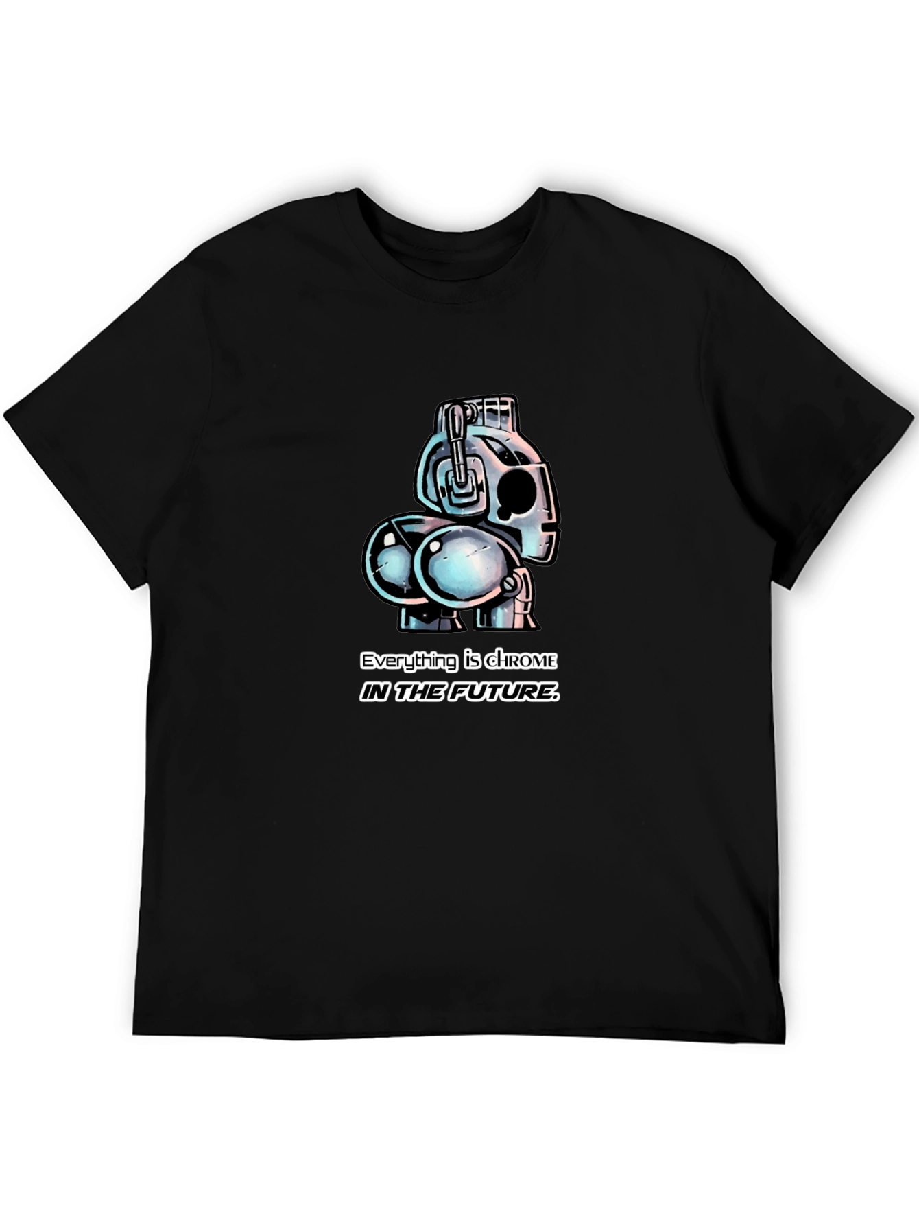 Chrome Future Robot Graphic T-Shirt