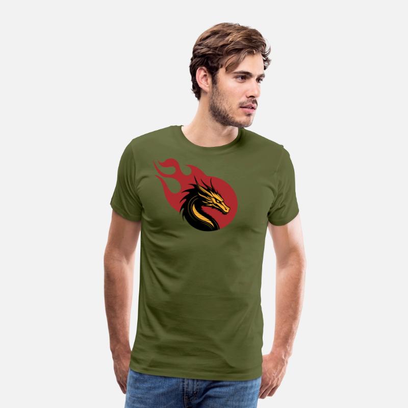 Dragon head with flames