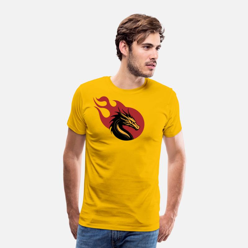 Dragon head with flames