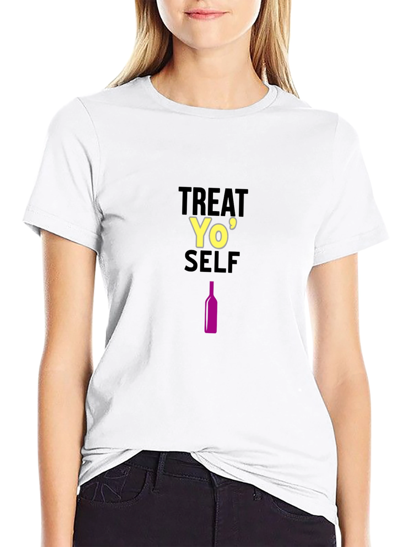 Treat Yo Self Graphic T-Shirt - Black Cotton Tee