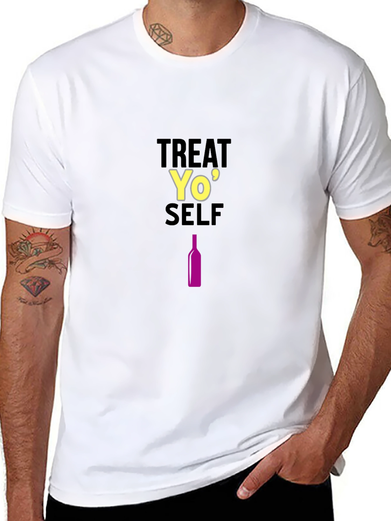 Treat Yo Self Graphic T-Shirt - Black Cotton Tee