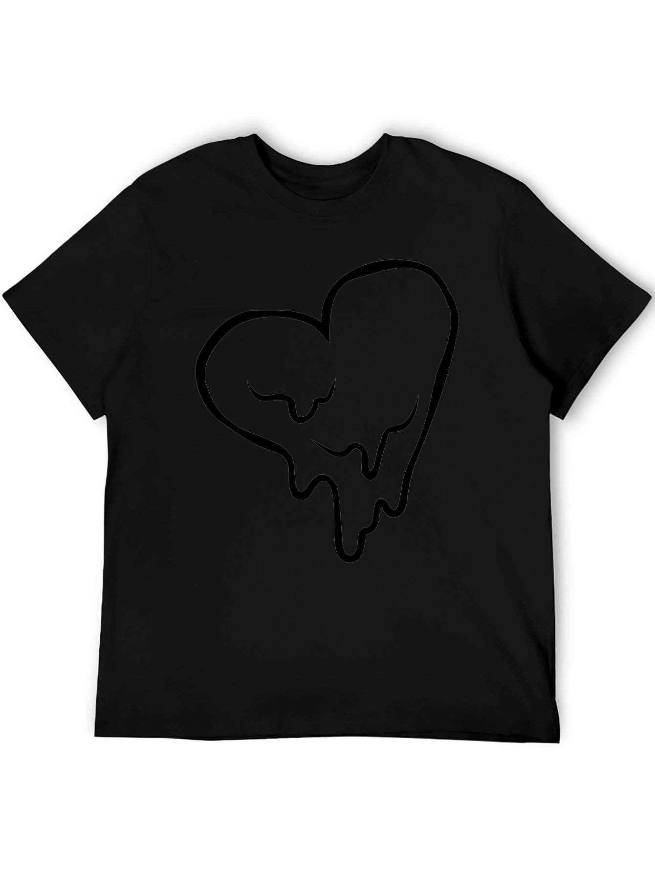 Dripping Heart Graphic Black T-Shirt