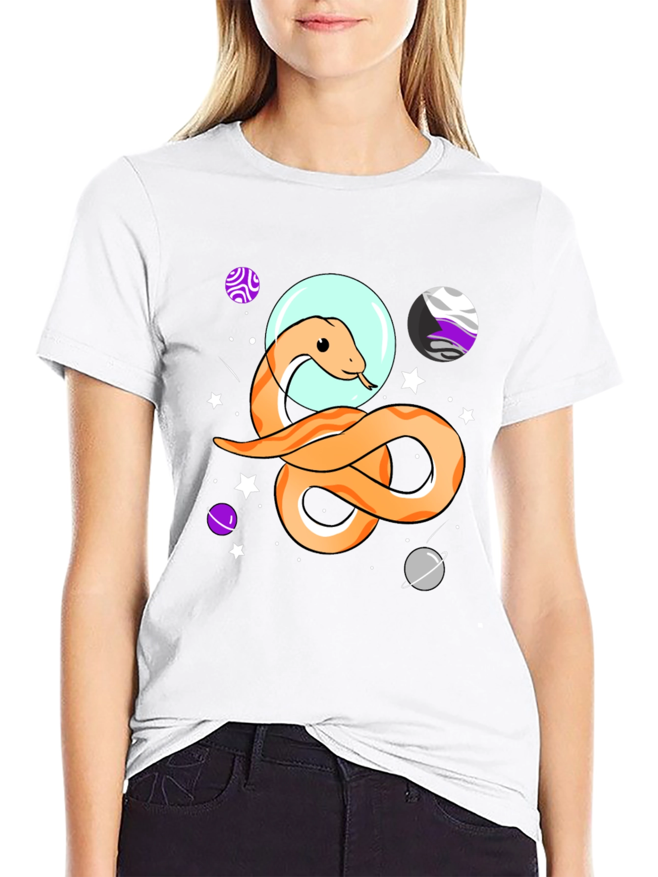Space Snake Graphic Tee - Black Cotton T-Shirt