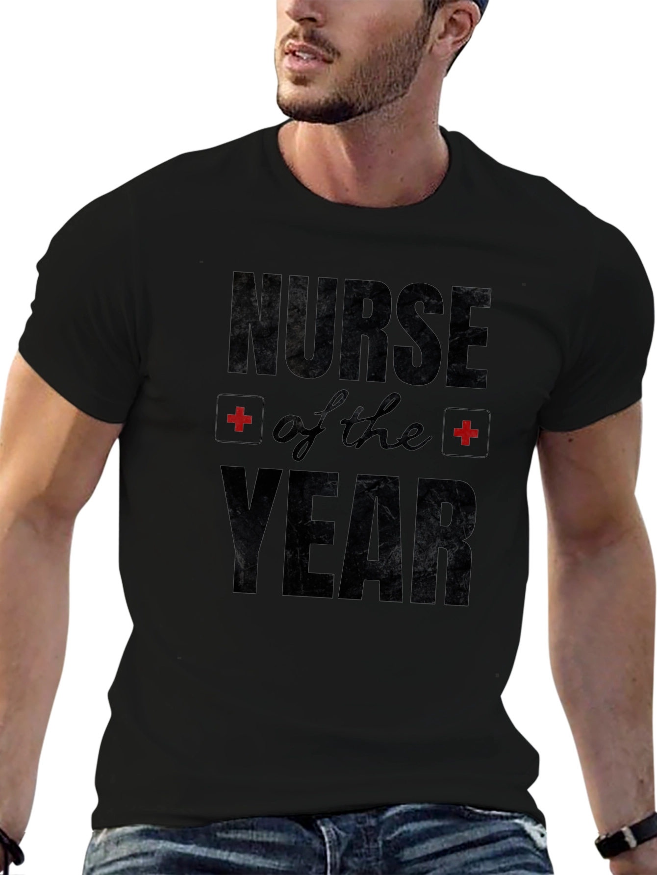 Nurse of the Year Graphic Black T-Shirt