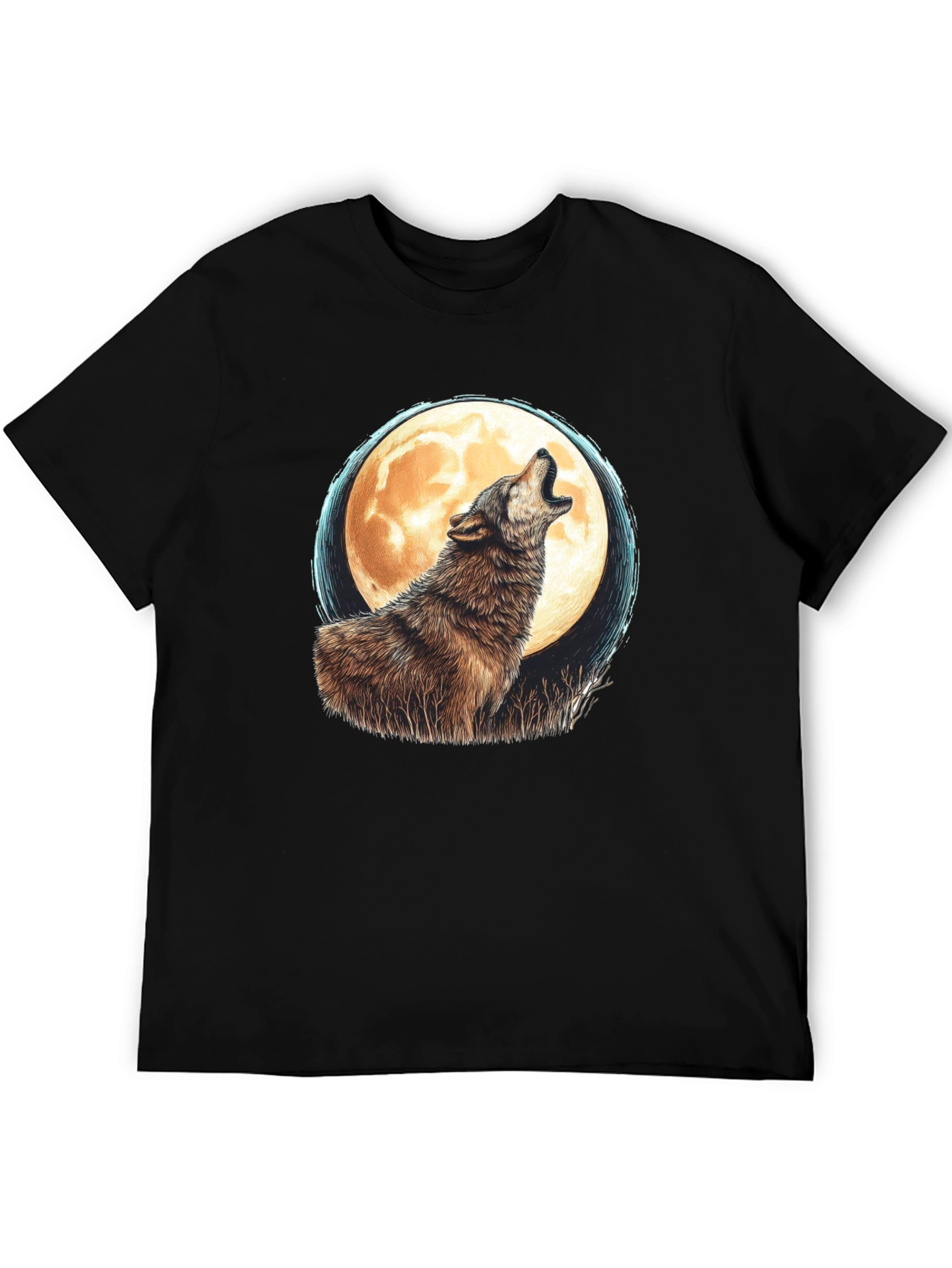 Wolf Moon Graphic Tee - Black Cotton T-Shirt