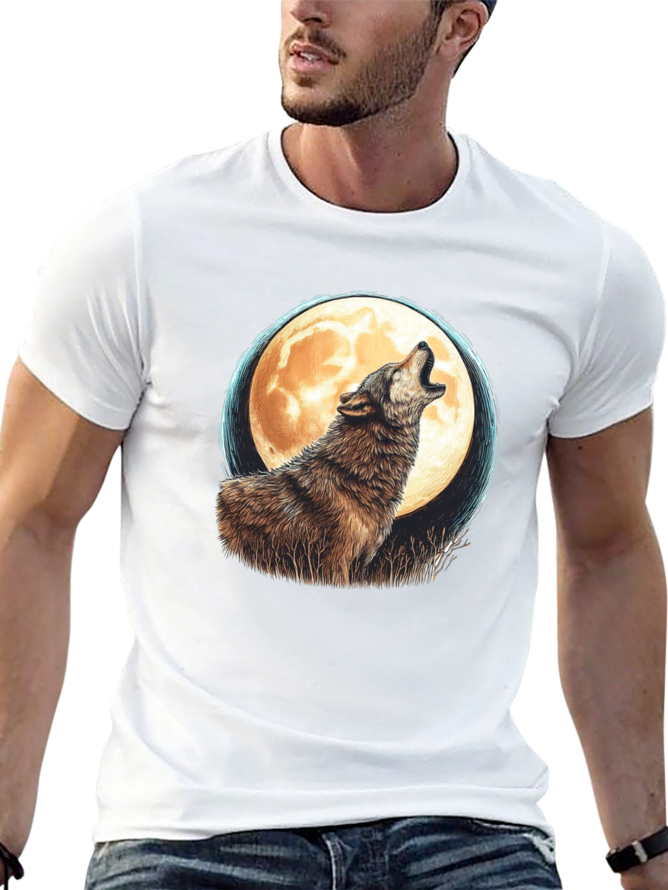 Wolf Moon Graphic Tee - Black Cotton T-Shirt