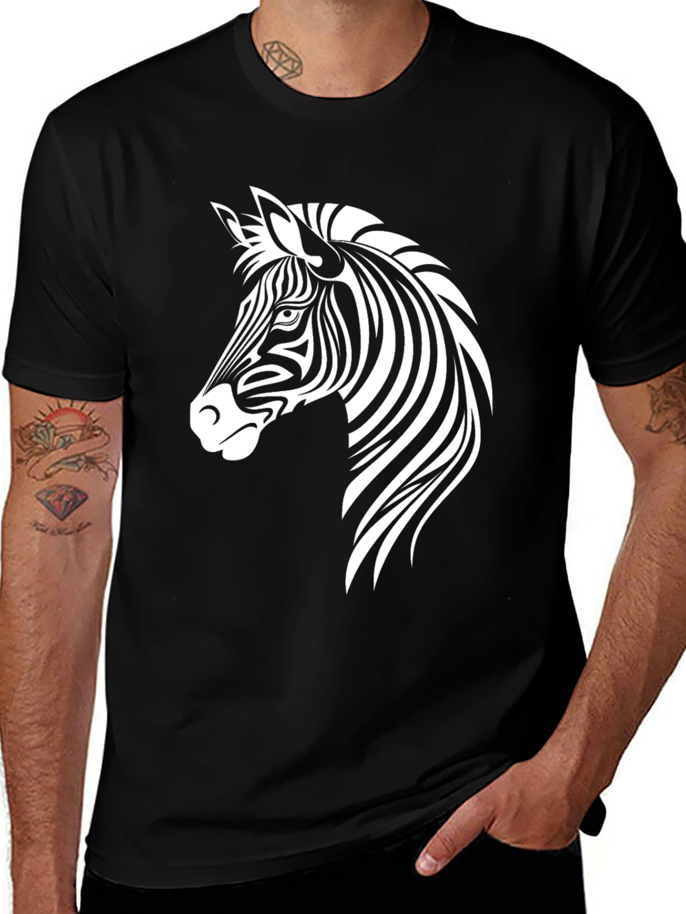 Zebra Graphic Black T-Shirt for Men