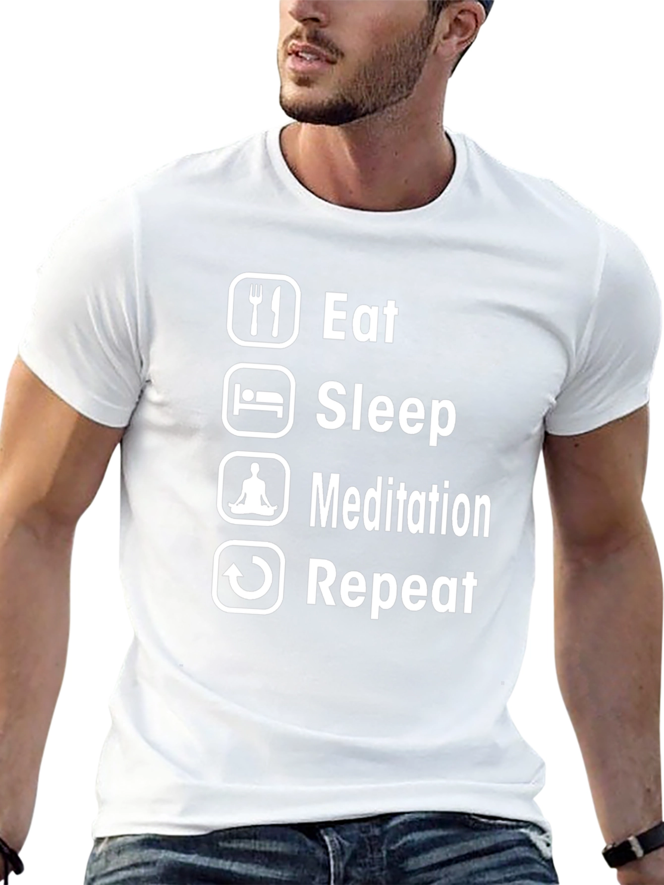 Eat Sleep Meditate Repeat Graphic Tee