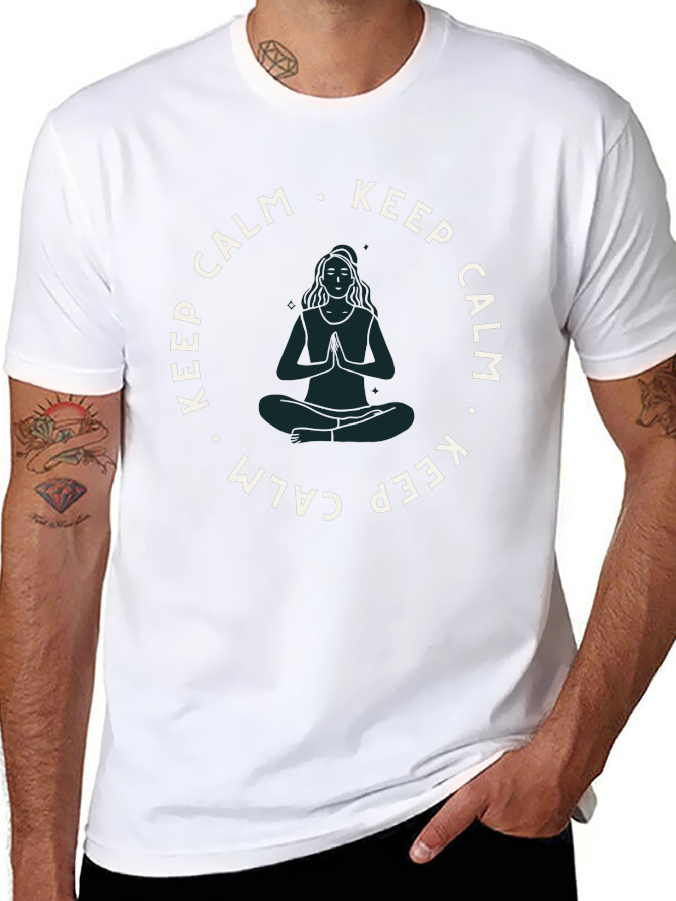 Keep Calm Yoga Tee - Zen Black Cotton T-Shirt