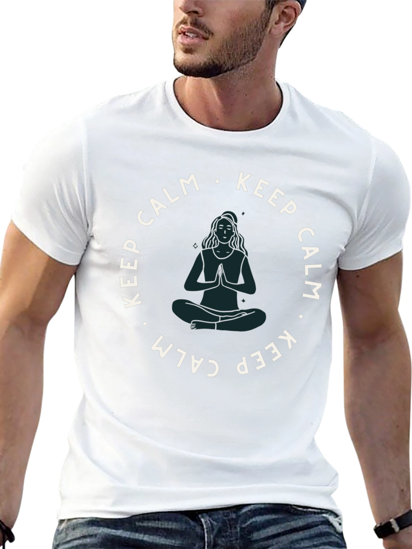 Keep Calm Yoga Tee - Zen Black Cotton T-Shirt