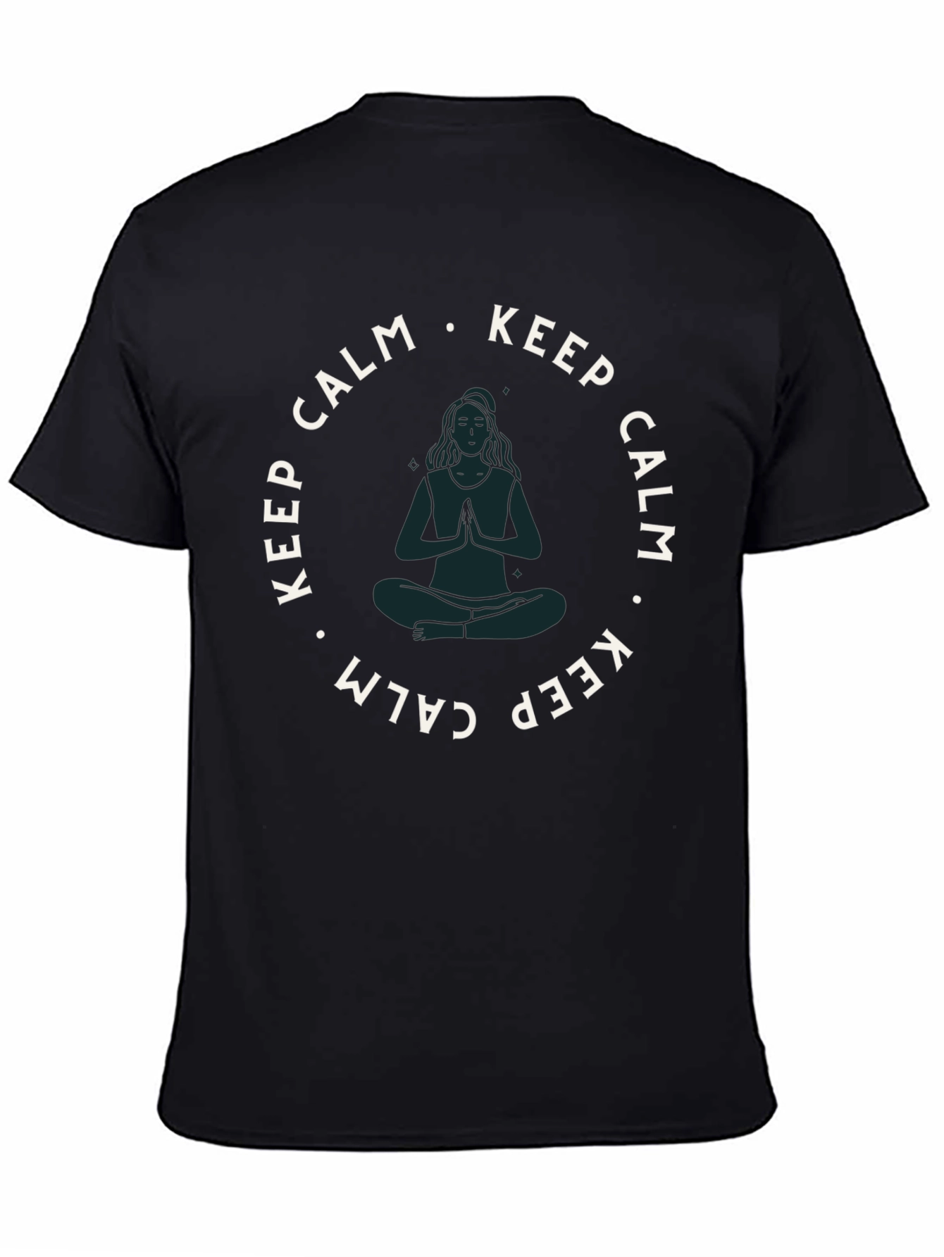 Keep Calm Yoga Tee - Zen Black Cotton T-Shirt