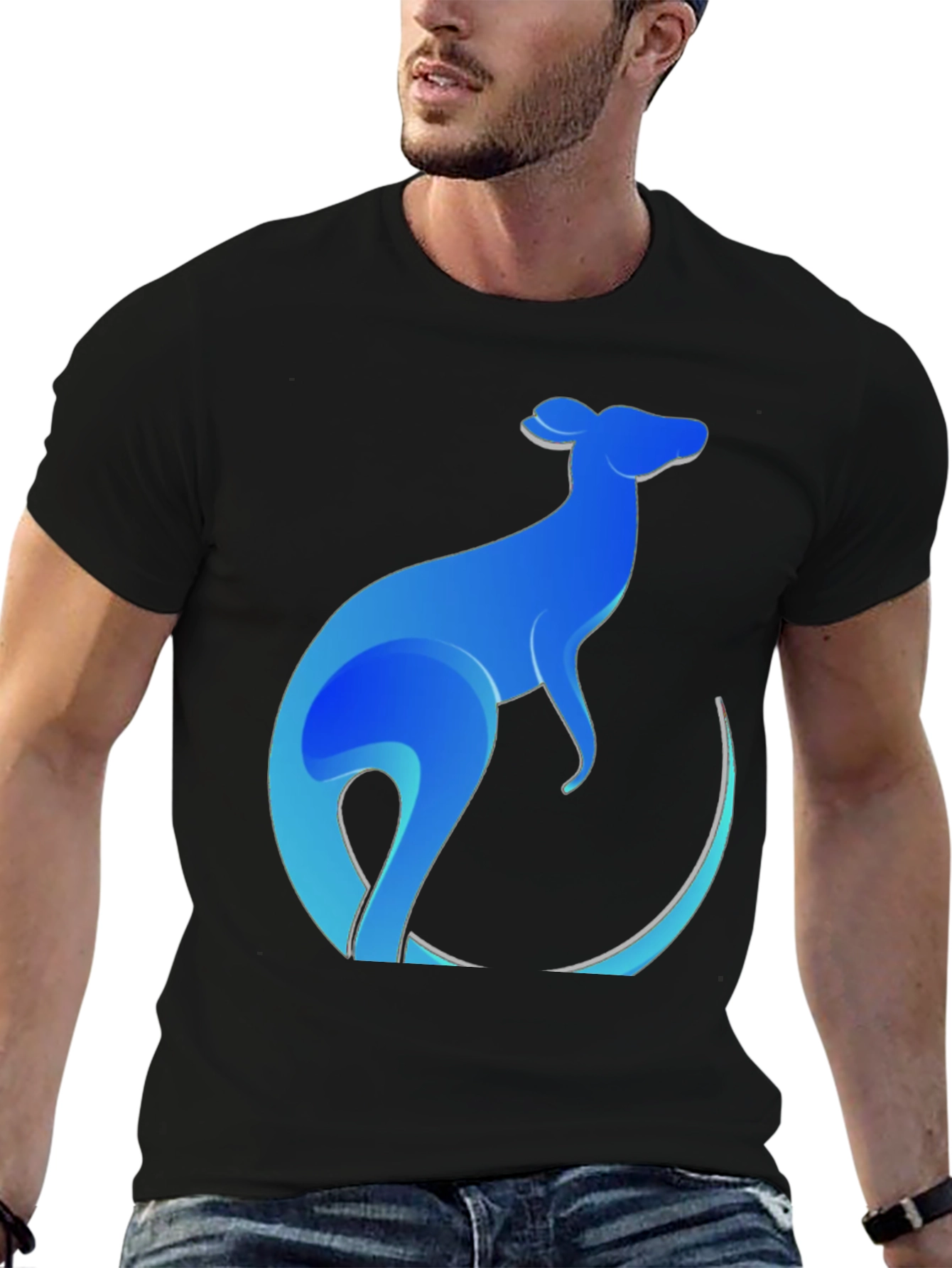 Blue Kangaroo Graphic Tee - Mens Black T-Shirt