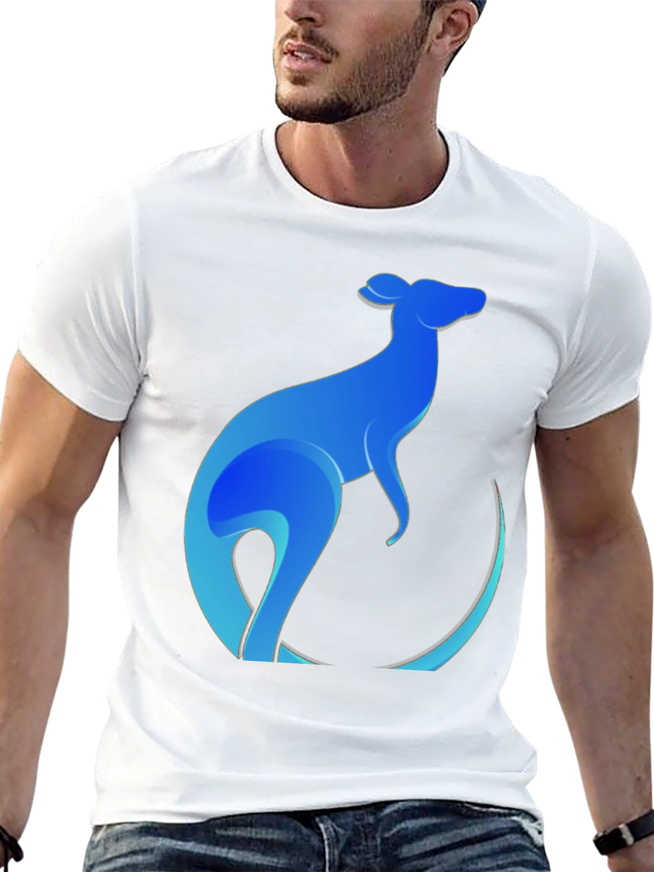 Blue Kangaroo Graphic Tee - Mens Black T-Shirt