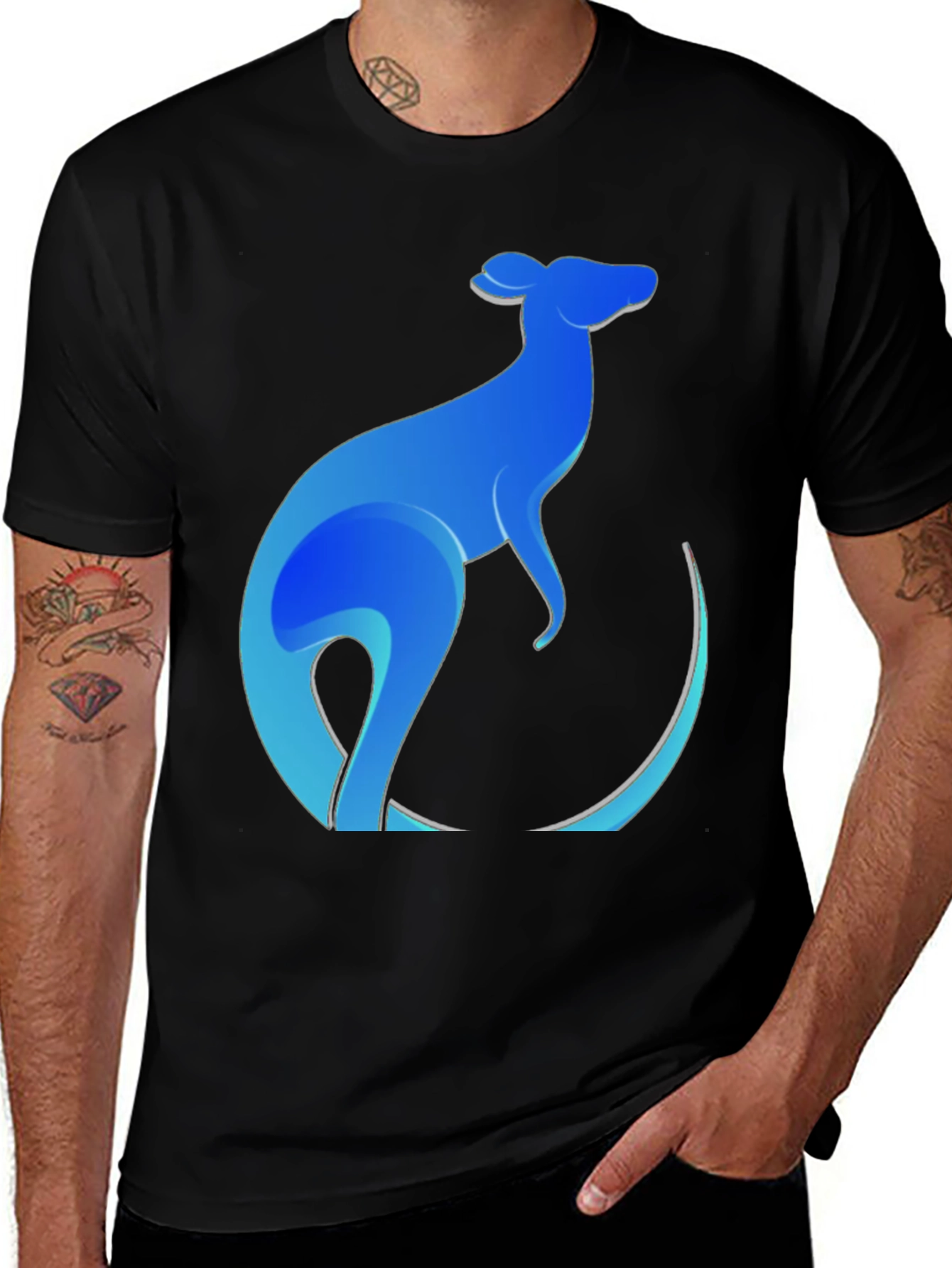 Blue Kangaroo Graphic Tee - Mens Black T-Shirt