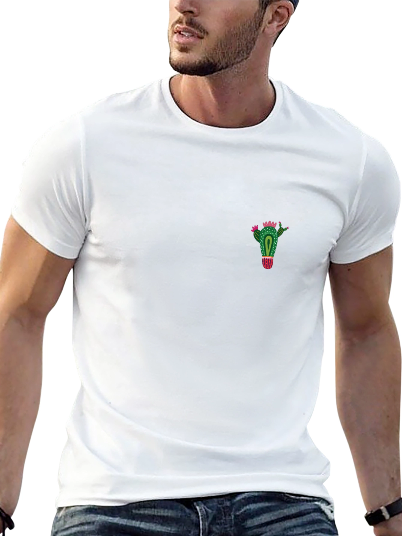 Cactus Graphic Tee - Black Casual Cotton T-Shirt