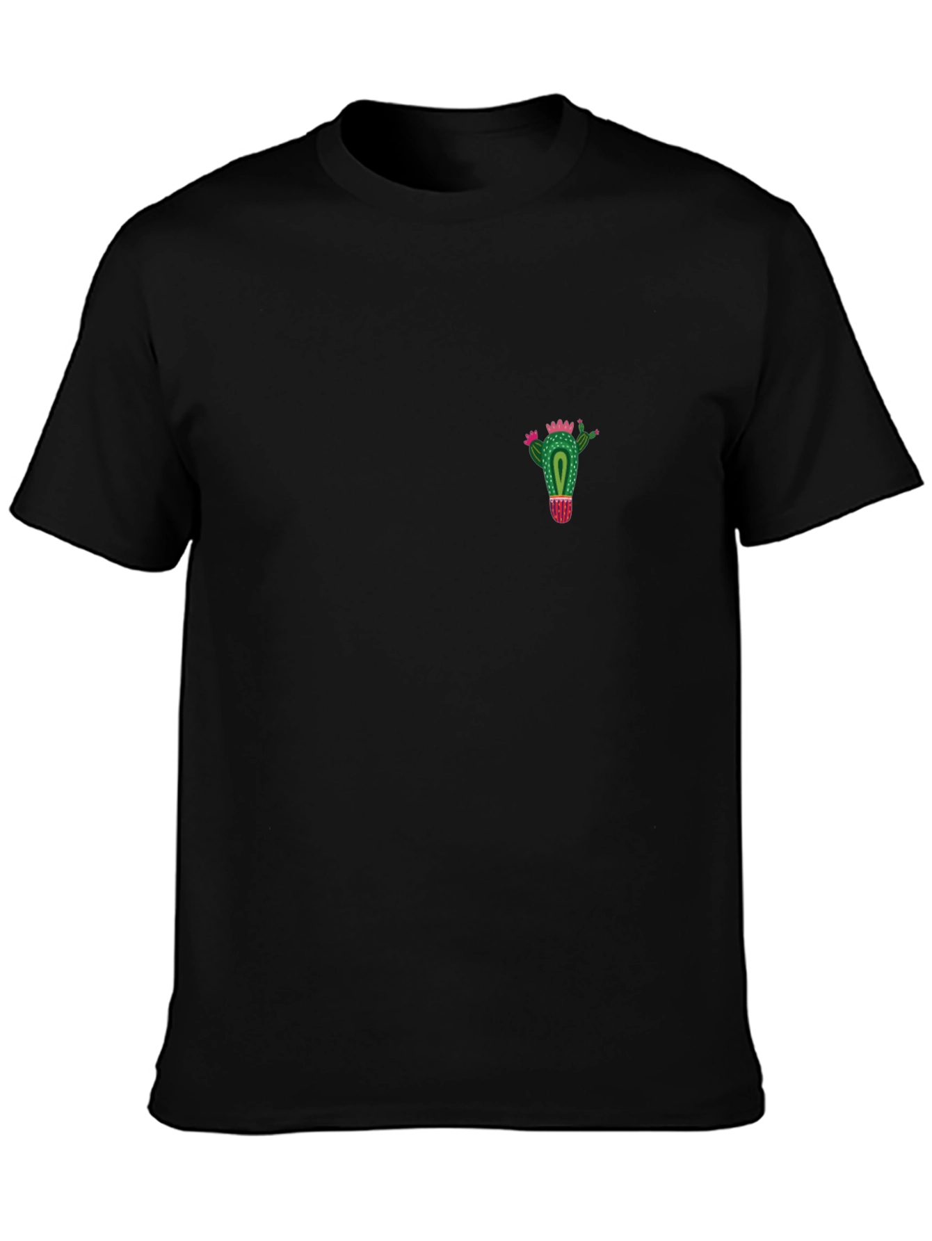 Cactus Graphic Tee - Black Casual Cotton T-Shirt