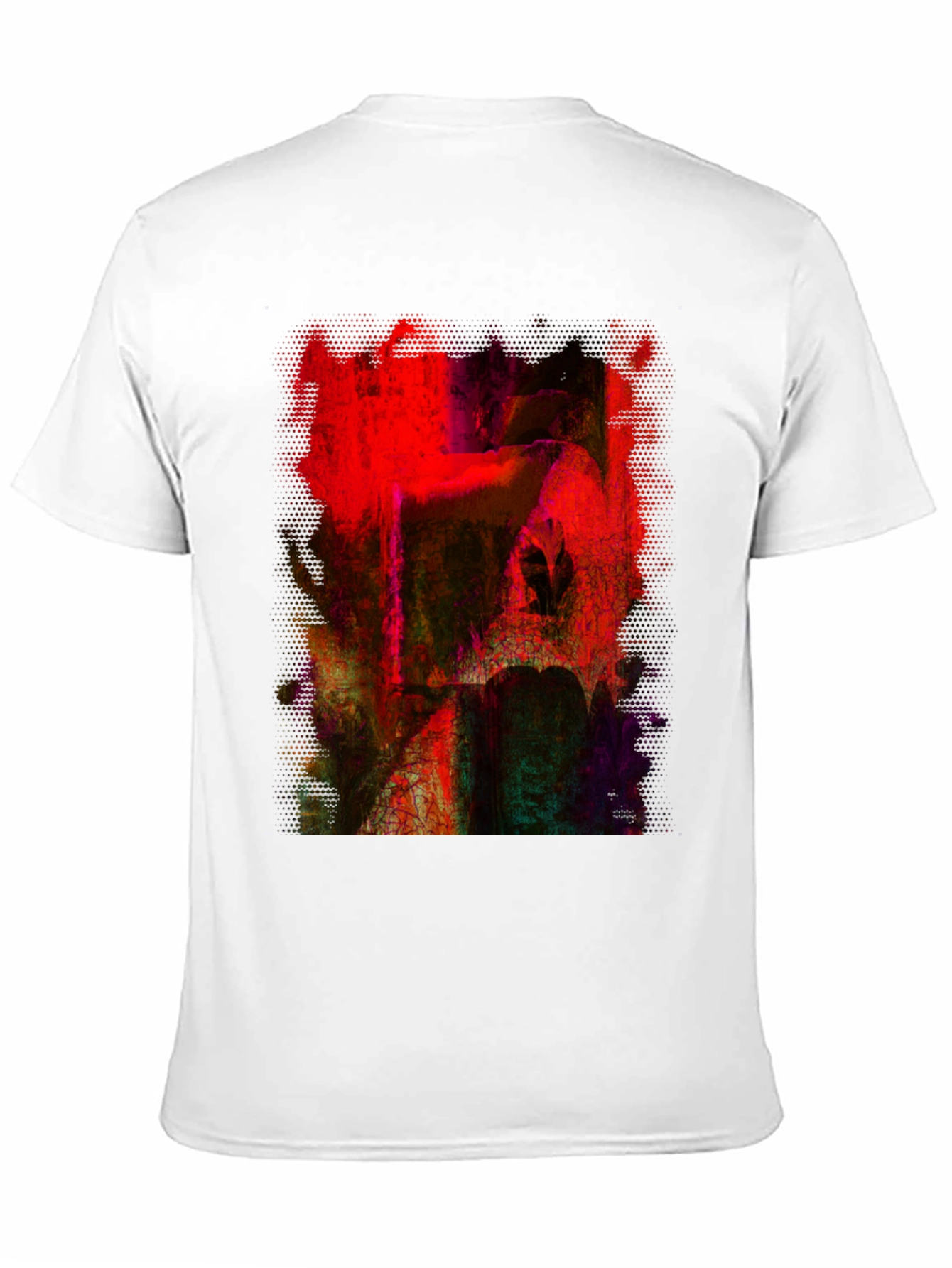 Abstract Red Art Graphic Tee - Black Cotton T-Shirt