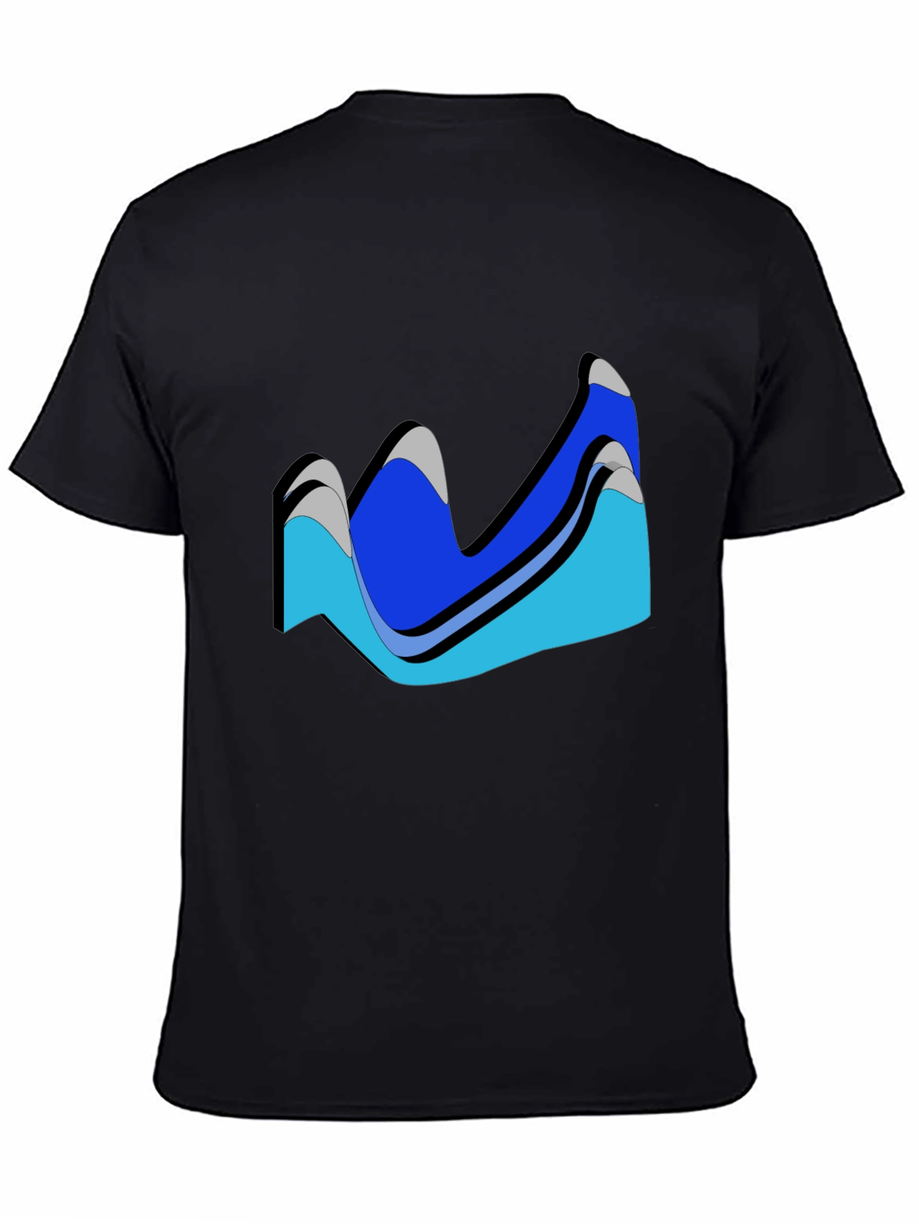 Abstract Wave Design Black T-Shirt