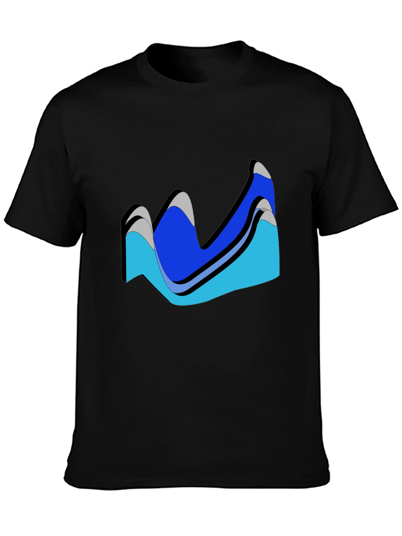 Abstract Wave Design Black T-Shirt