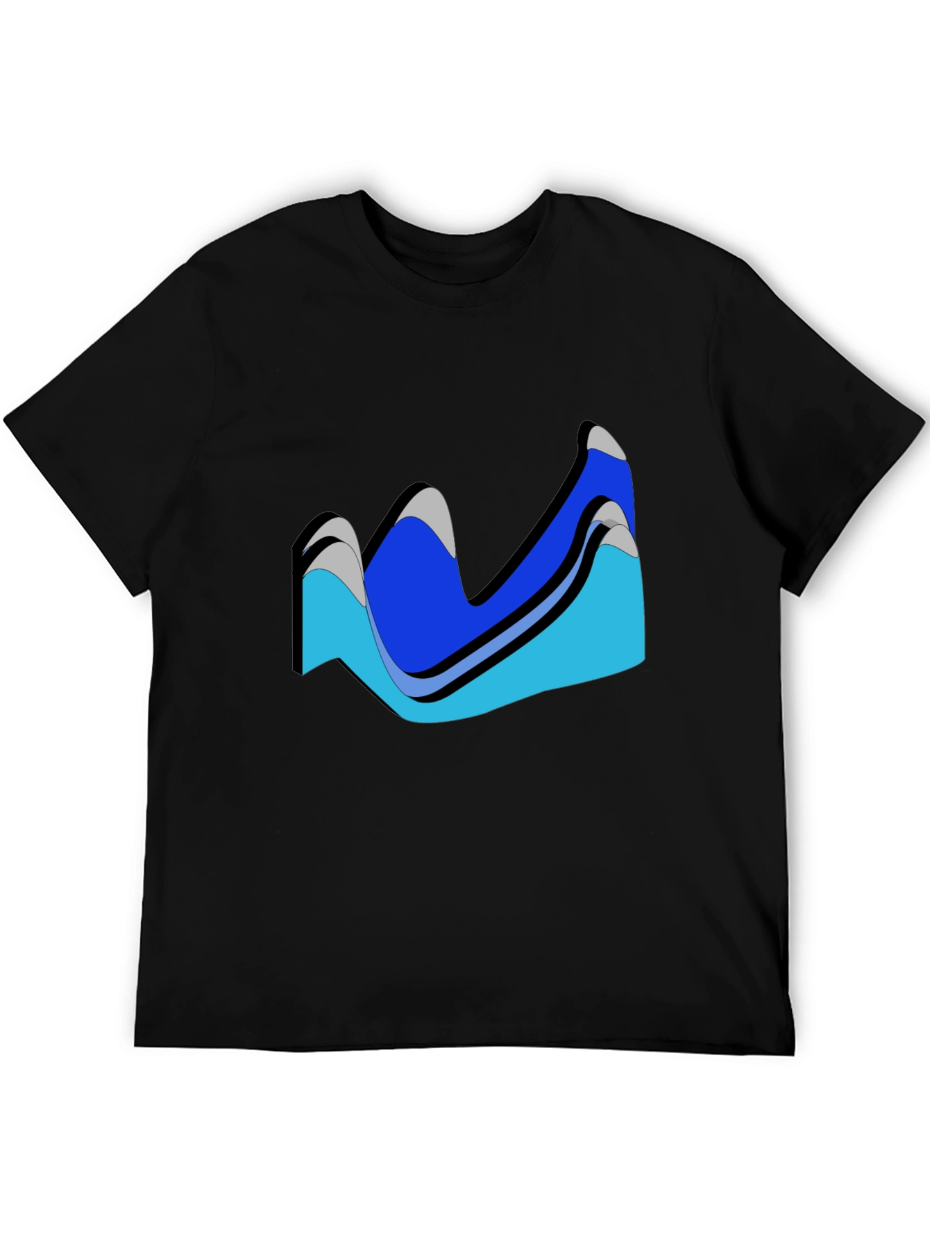Abstract Wave Design Black T-Shirt