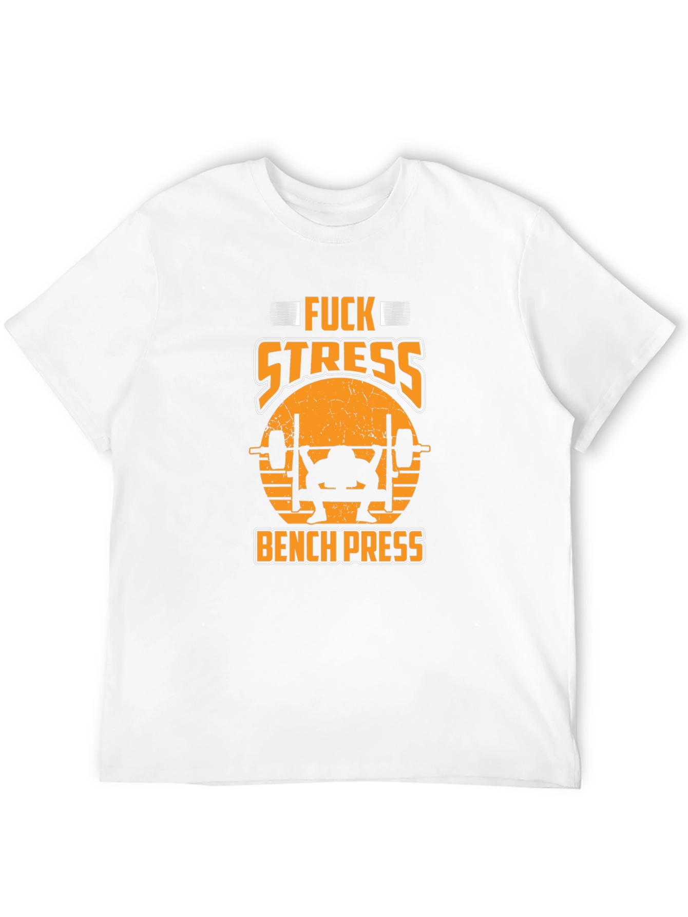 Funny Fitness Black T-Shirt - F*ck Stress Bench Press