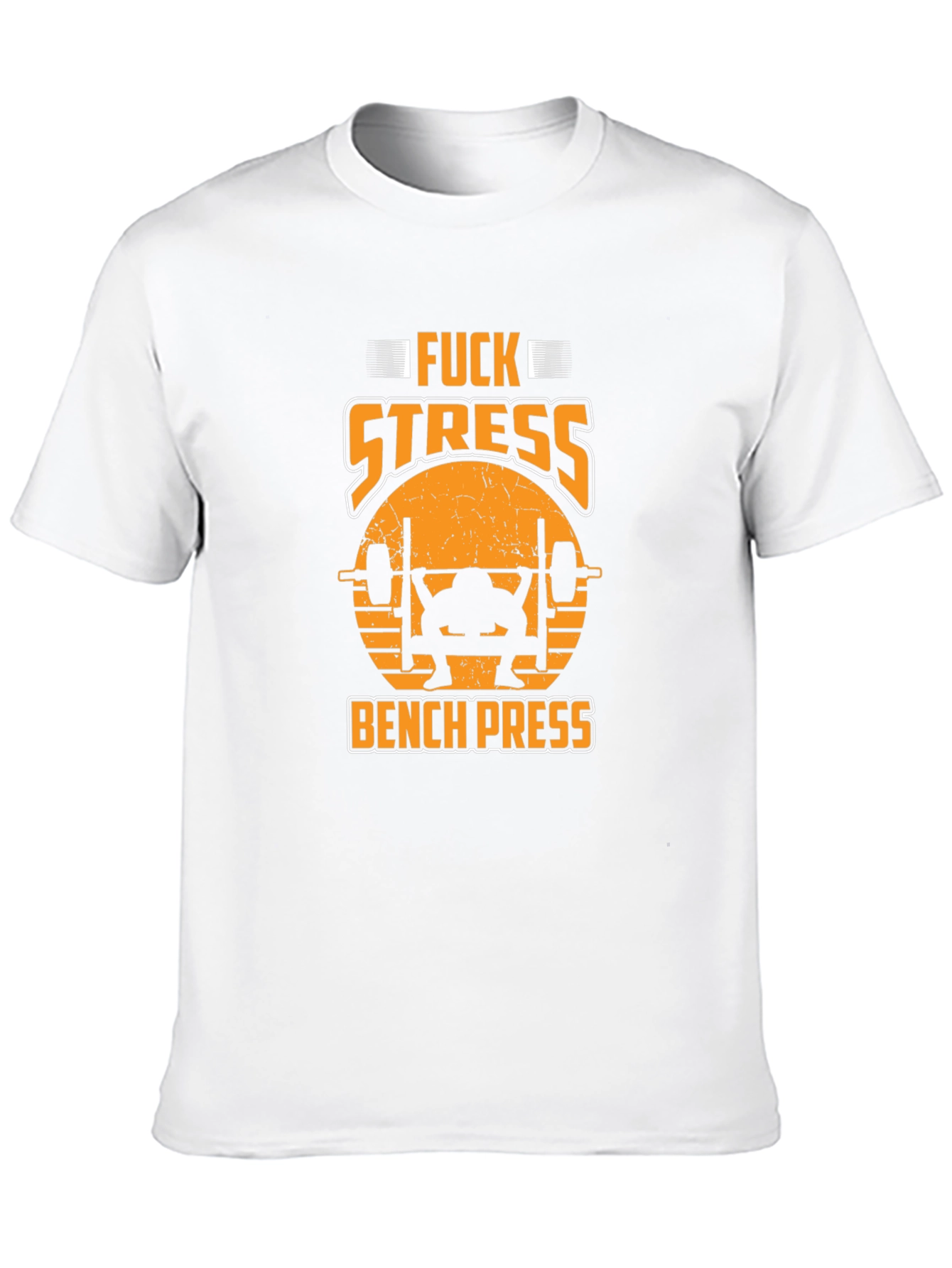 Funny Fitness Black T-Shirt - F*ck Stress Bench Press