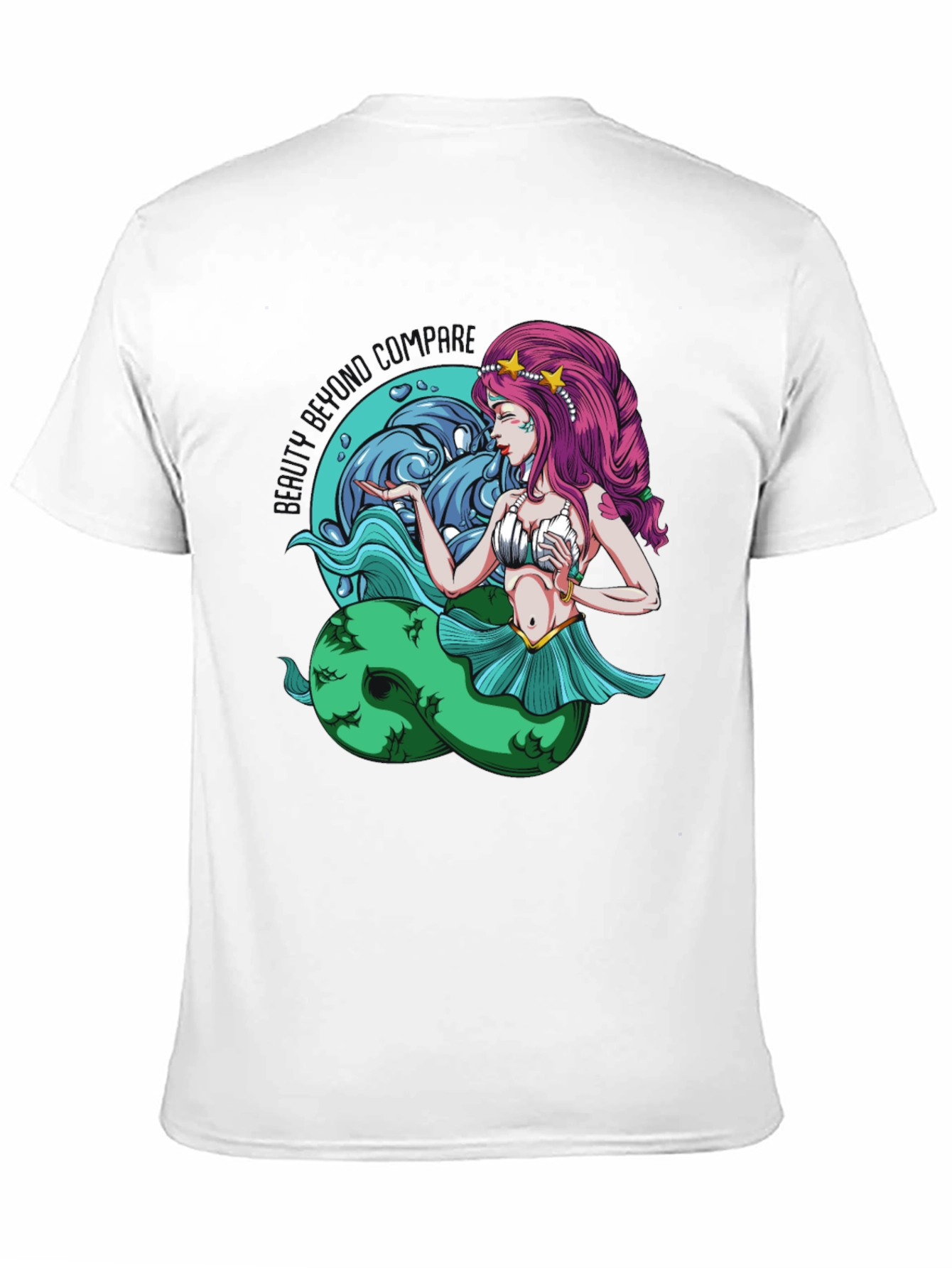 Mermaid Graphic Tee - Black Cotton T-Shirt