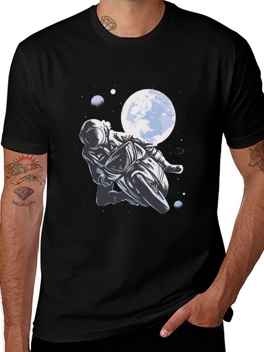 Astronaut Biker T-Shirt - Space Motorcycle Rider Tee