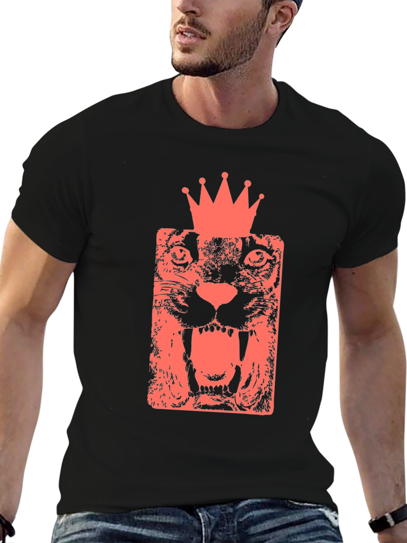 King Cat Graphic Tee - Black Cotton T-Shirt