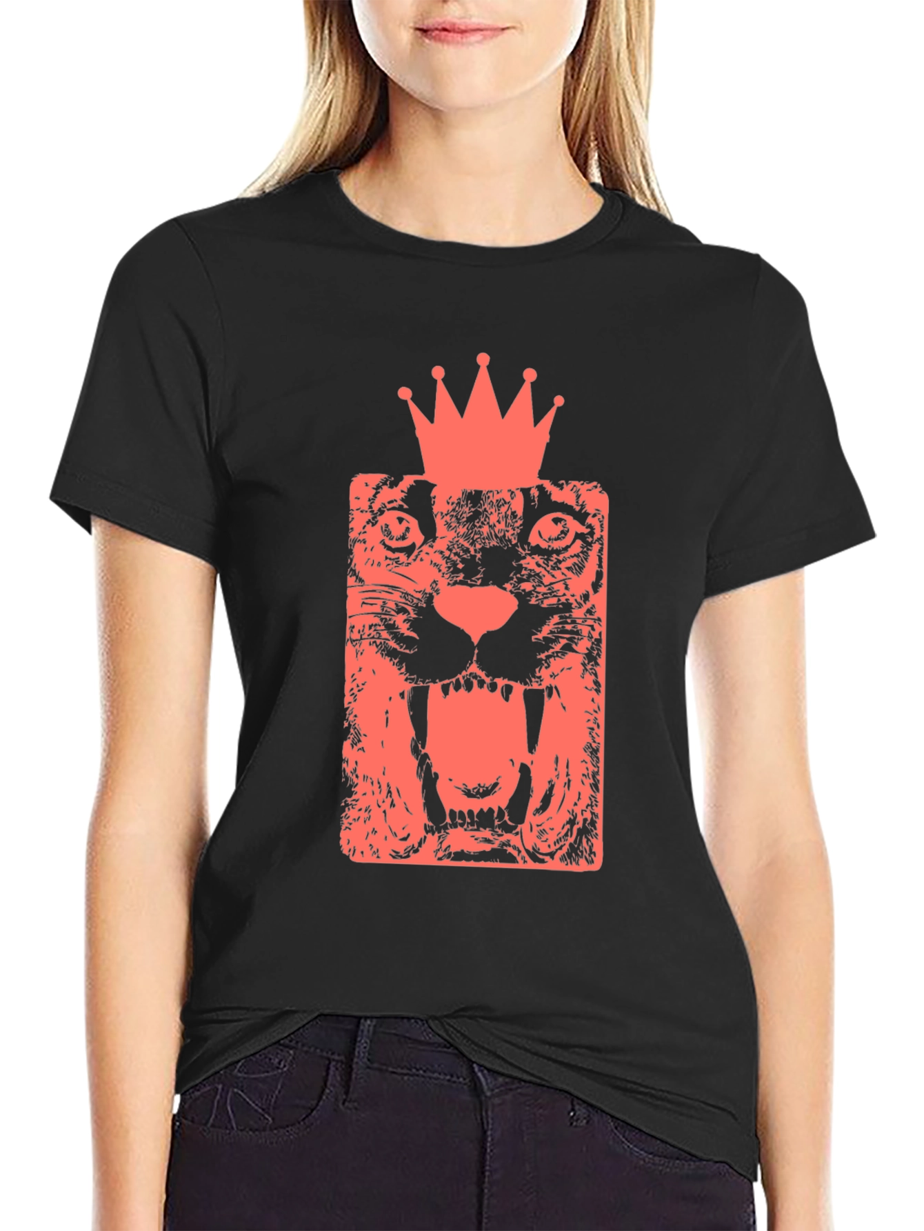 King Cat Graphic Tee - Black Cotton T-Shirt