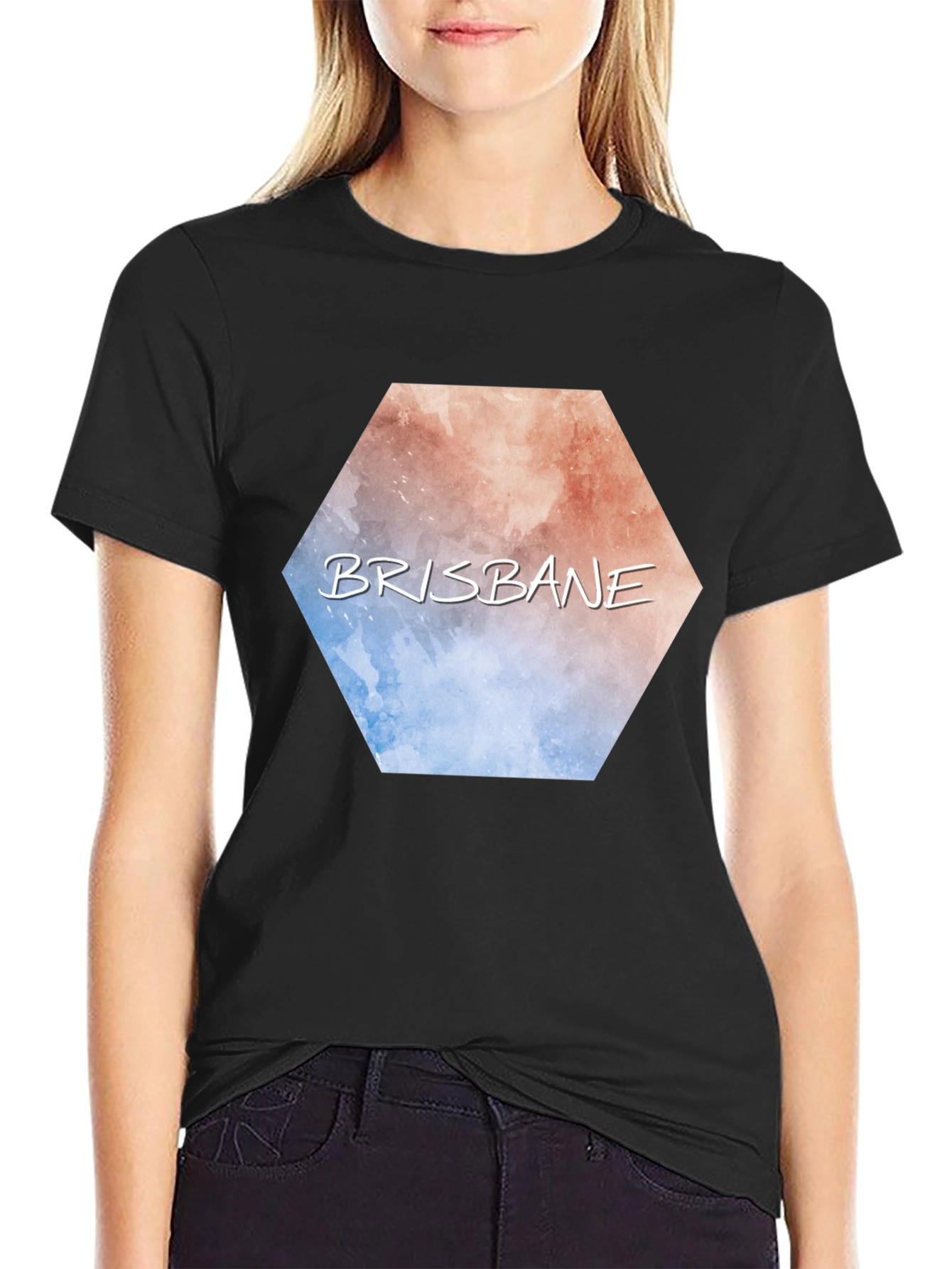 Brisbane Hexagon Graphic Tee - Modern City Pride T-Shirt